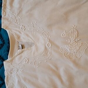 Chali Embroidered White Peasant Top Size Large